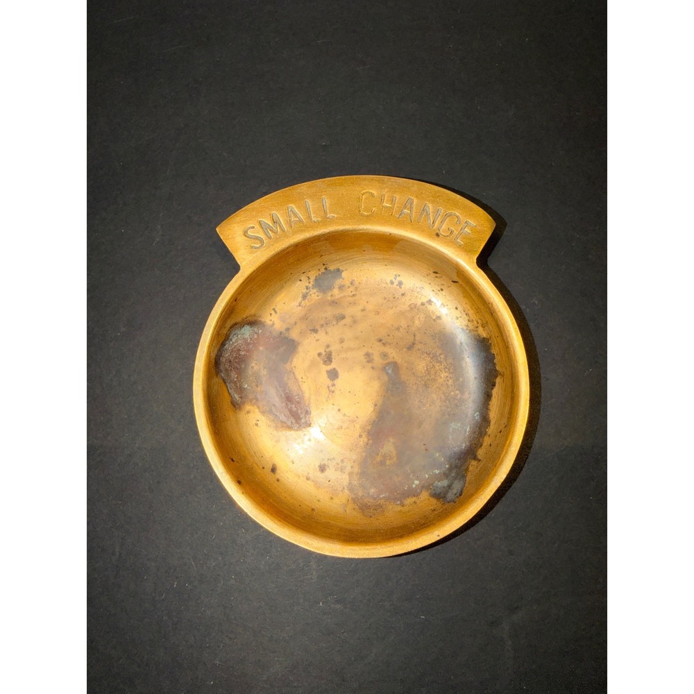 Vintage Commodore Solid Brass Small Change Valet Tray Coin Dish Made in India